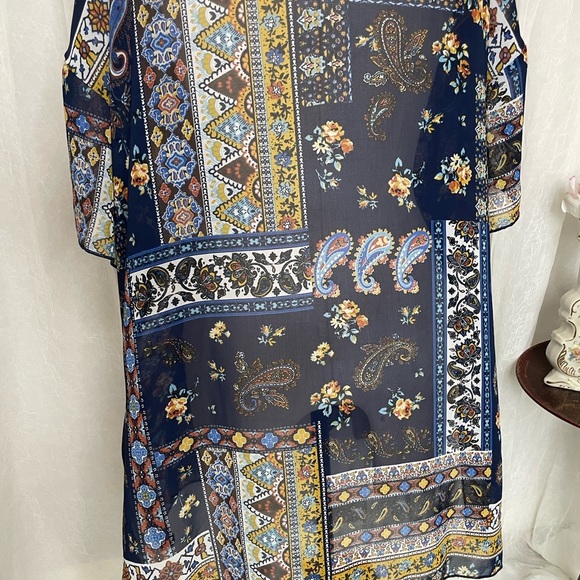 NAÏF Boho Style Women’s Open Front Blue Paisley Kimono Size Medium - Picture 13 of 14